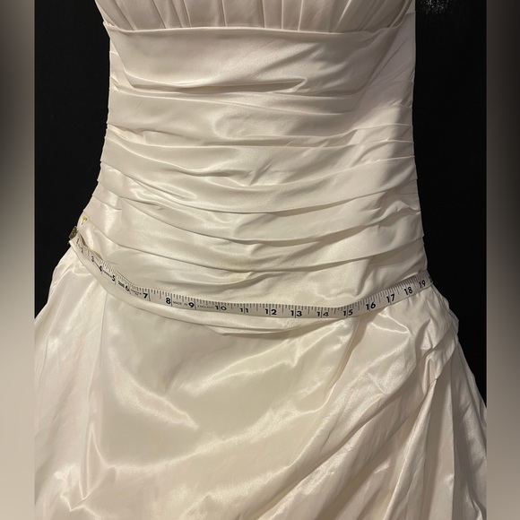 Mori Lee by Madeline Gardner Pleated Bodice Ruched Ball Gown Wedding Dress Sz 16 - Picture 7 of 15